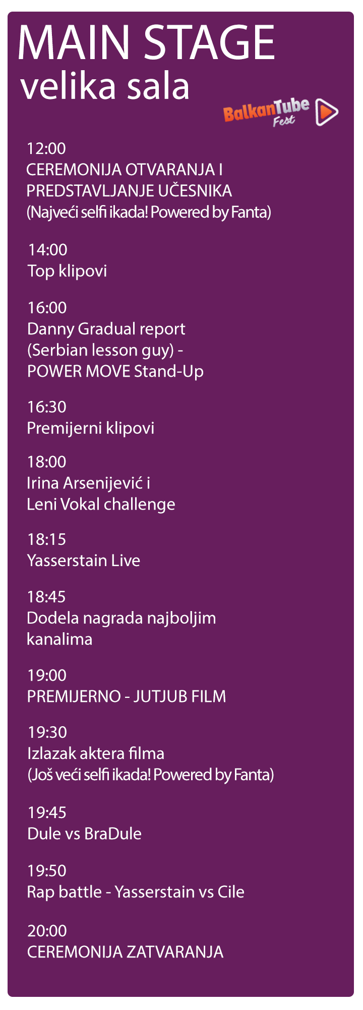 Main Stage program